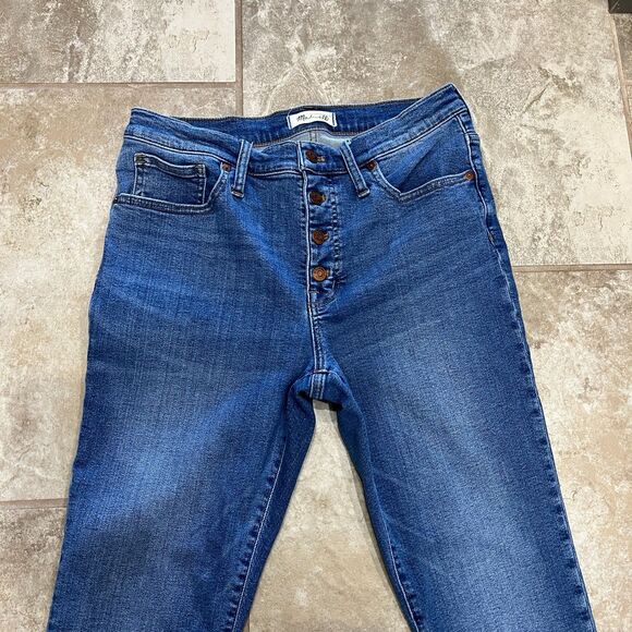 Madewell 9" Mid-Rise Skinny Crop Jeans Button Front Tencel Denim Edition Size 30 - Picture 3 of 13